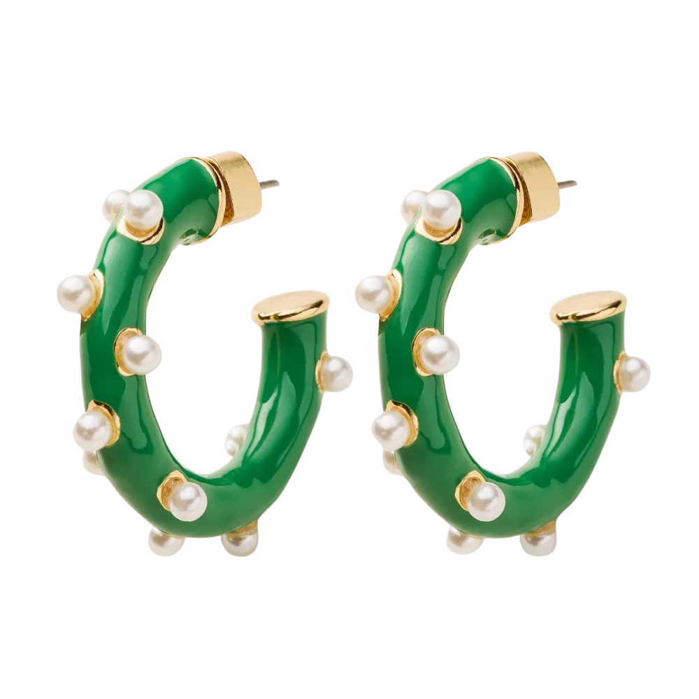 Pearl Polka Dot Hoop Earrings