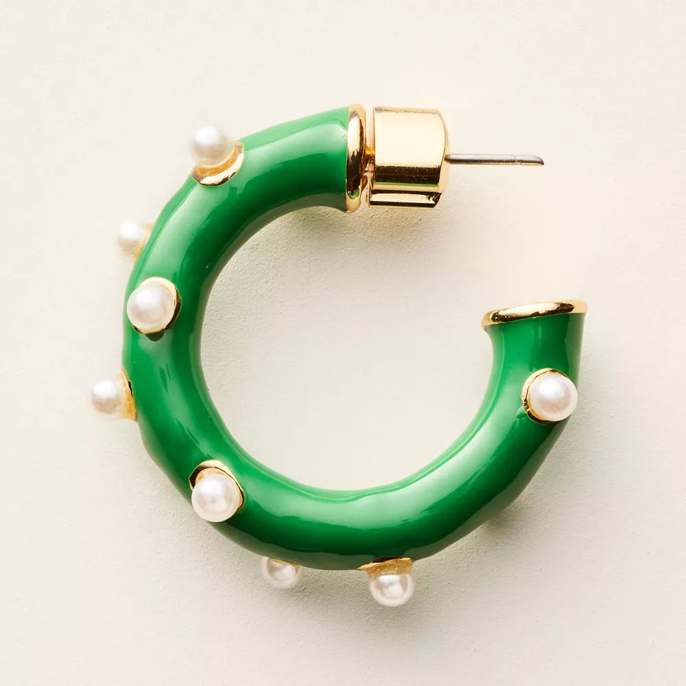 Pearl Polka Dot Hoop Earrings