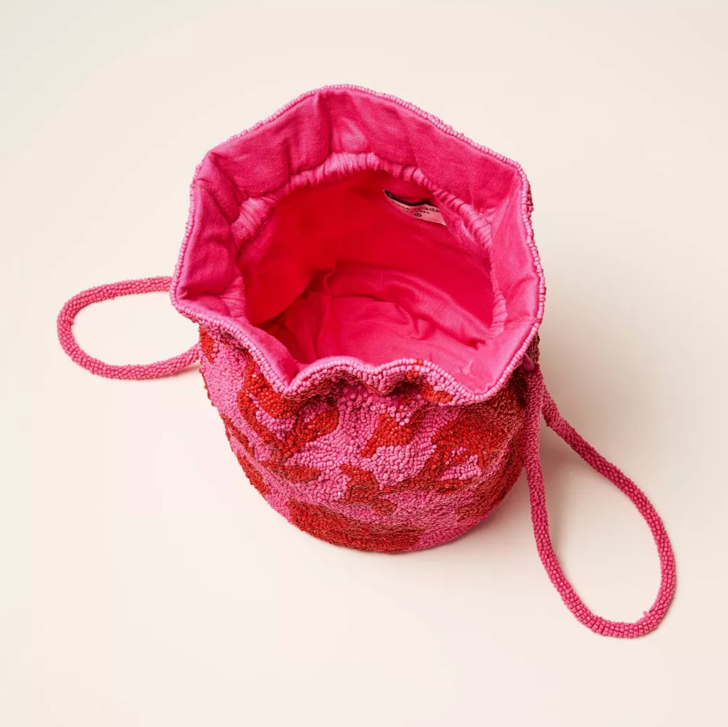 Beaded Classic Rose Drawstring Bucket Bag