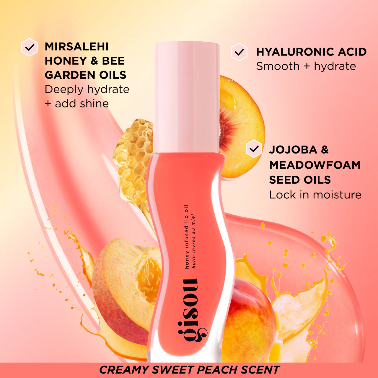 Honey Infused Lip Oil - Bee-llini Peach