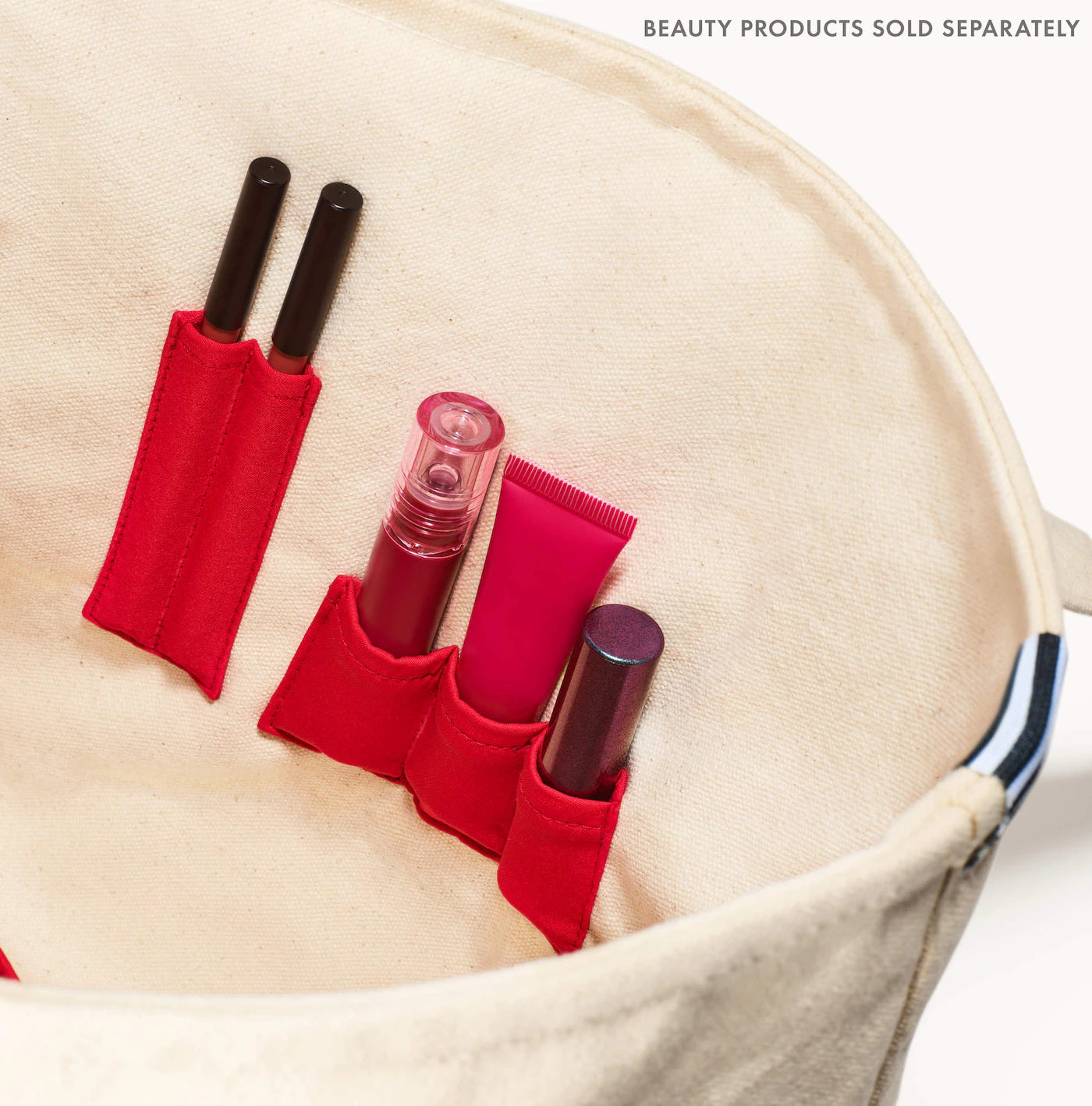 Canvas Tote Bag with Lipstick Pockets