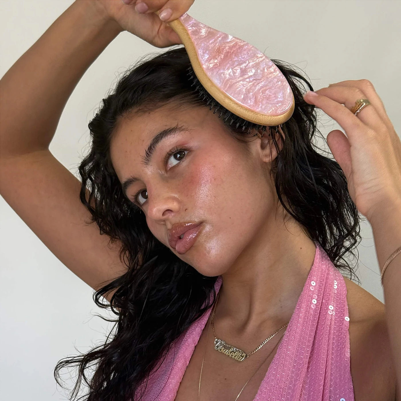 Flat Hair Brush in Pink Sugar