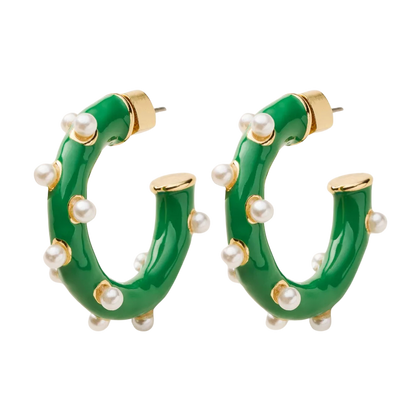 Pearl Polka Dot Hoop Earrings
