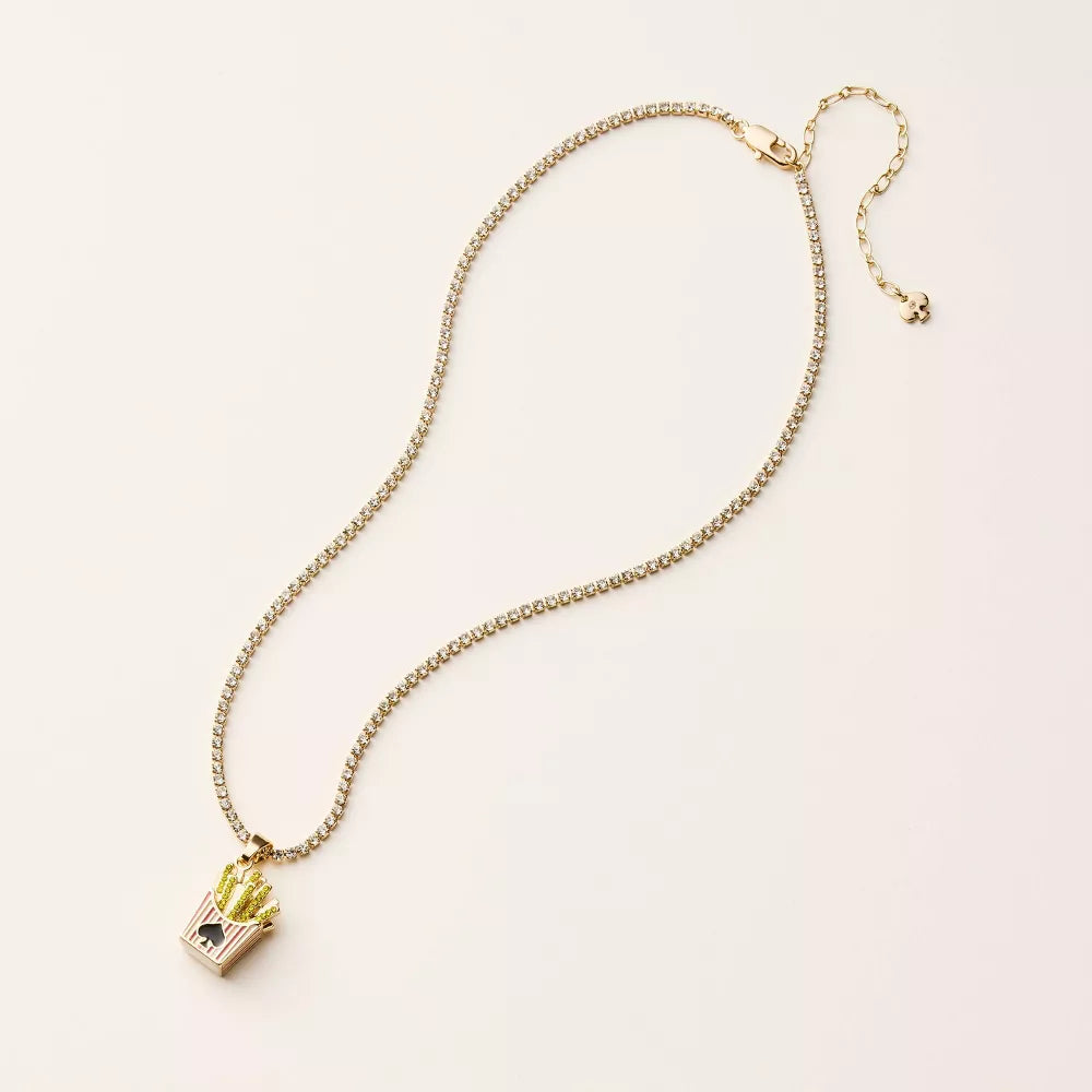 French Fry Charm Tennis Necklace