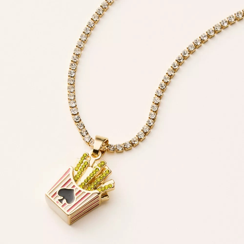 French Fry Charm Tennis Necklace