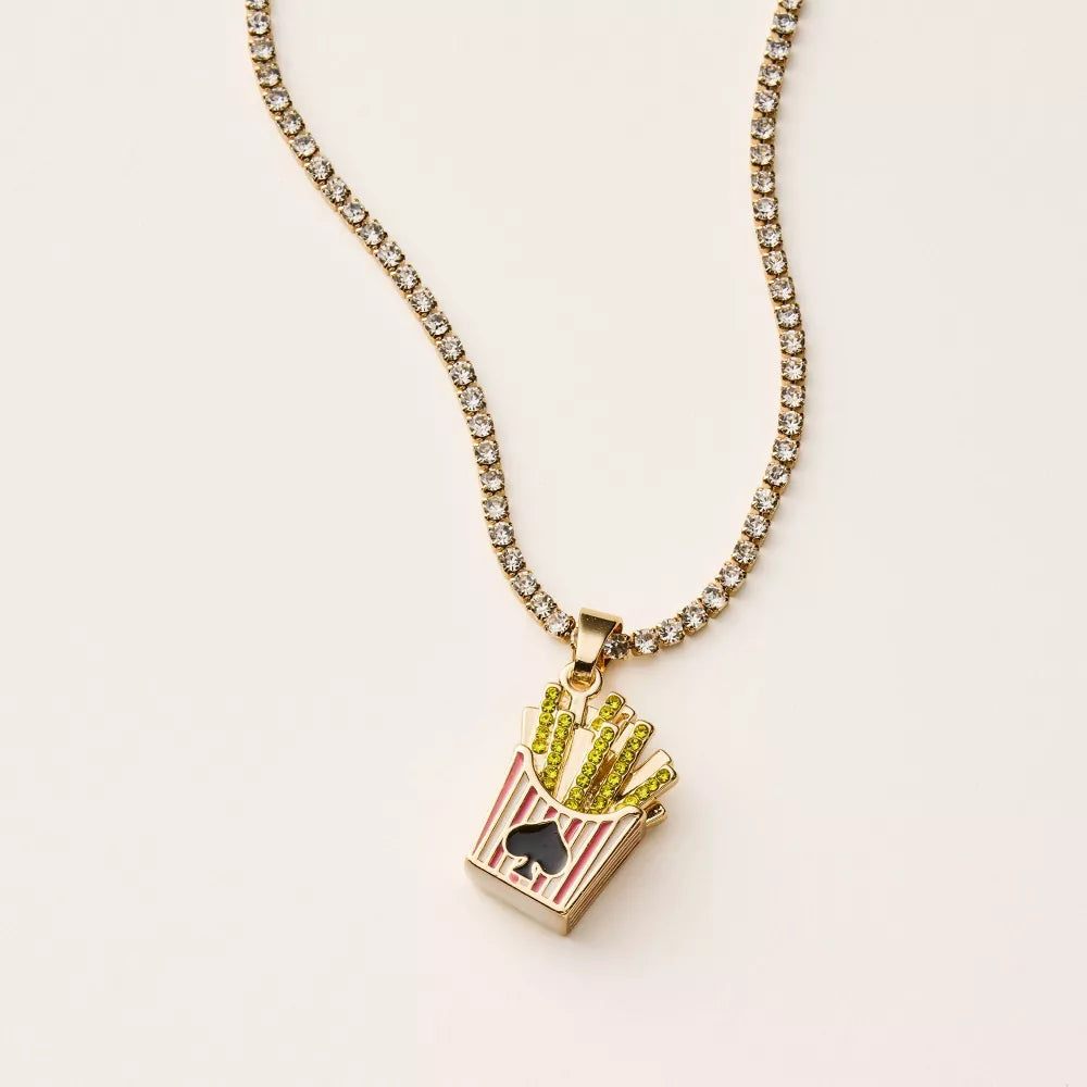 French Fry Charm Tennis Necklace