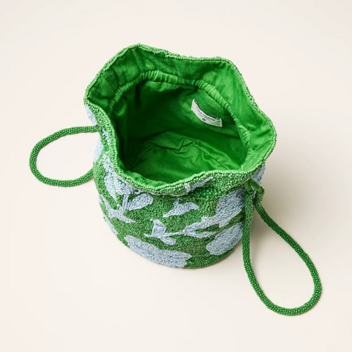 Beaded Classic Rose Drawstring Bucket Bag *Dañada*
