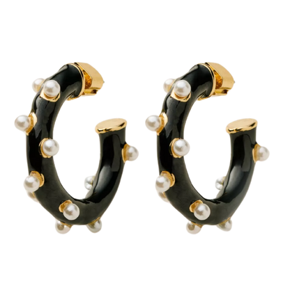 Pearl Polka Dot Hoop Earrings