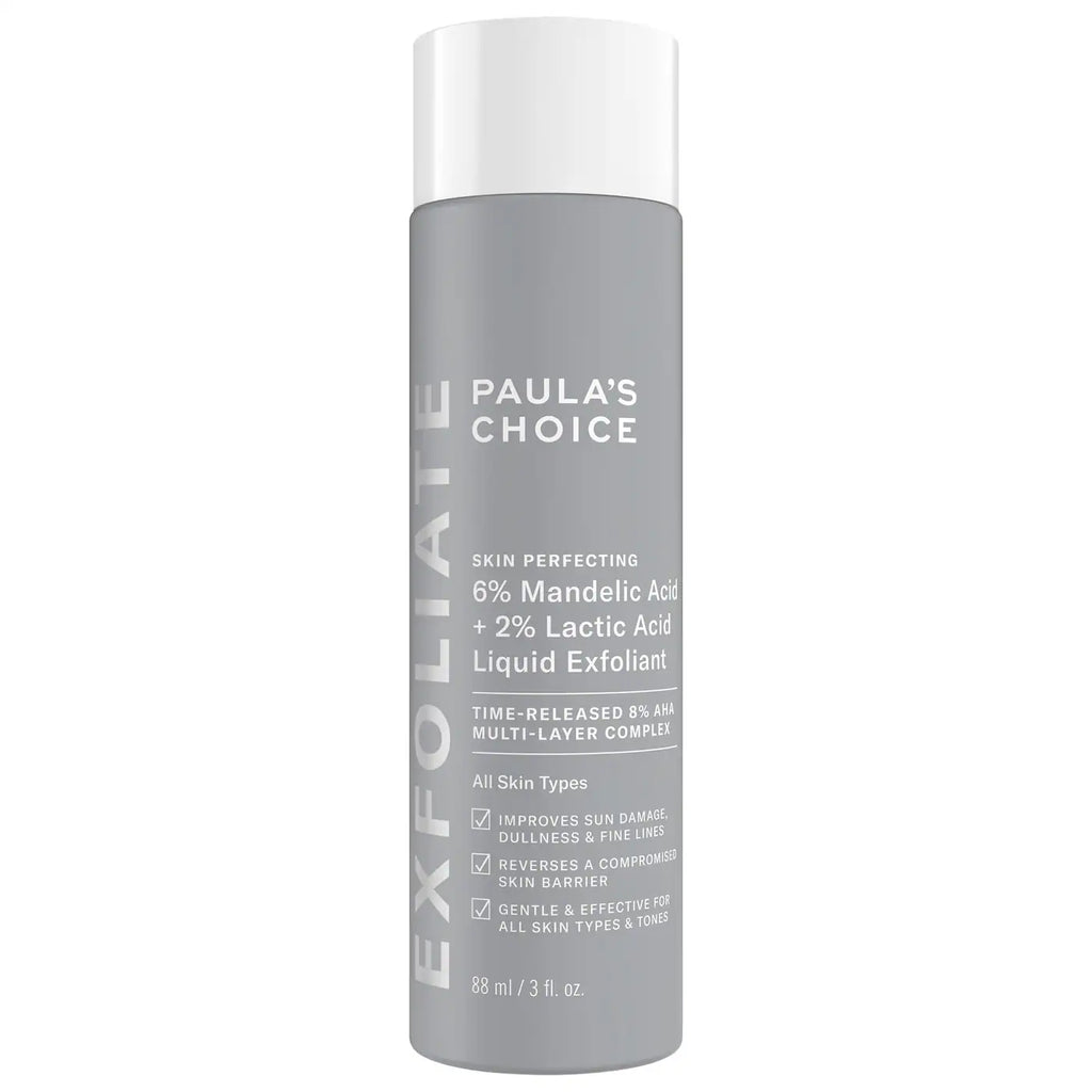 6% Mandelic Acid + 2% Lactic Acid AHA Liquid Exfoliant for Dark Spots, Textured Skin