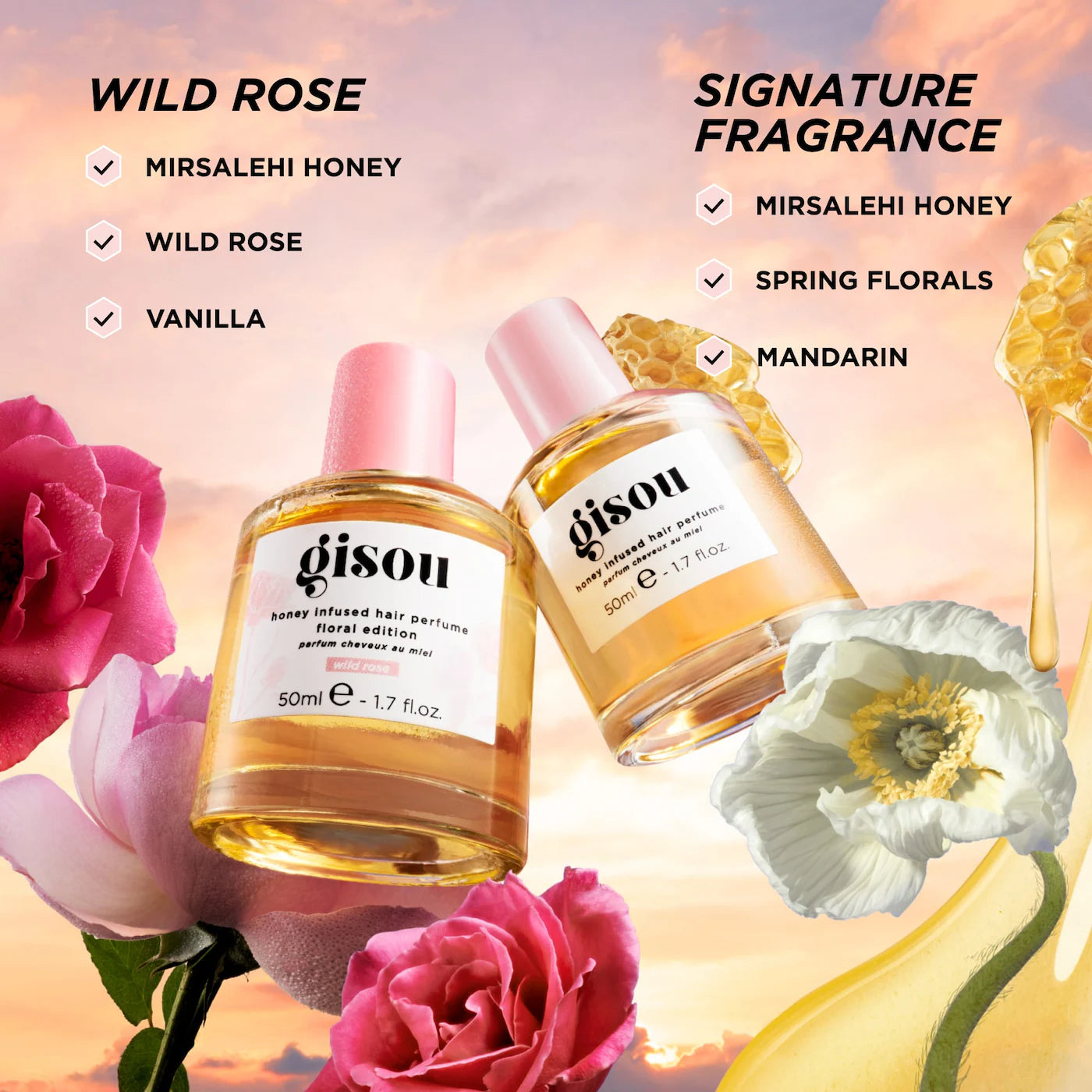 Mini Honey Infused Hair Perfume - Wild Rose