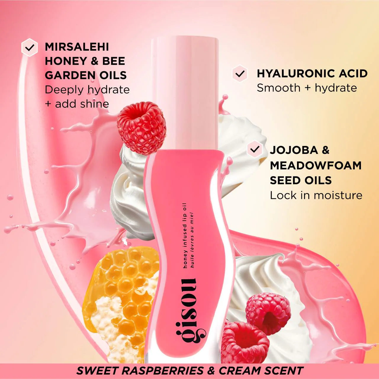 Honey Infused Lip Oil - Raspberry Swirl