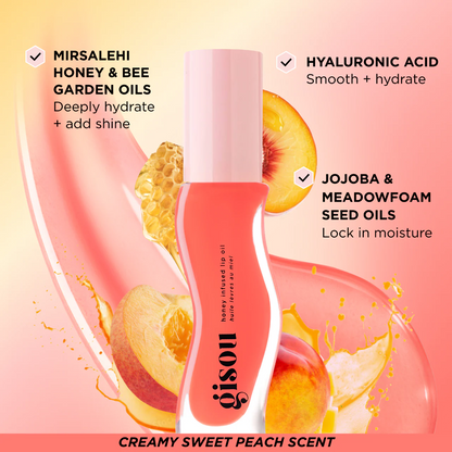Honey Infused Lip Oil - Bee-llini Peach