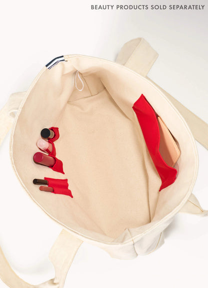 Canvas Tote Bag with Lipstick Pockets