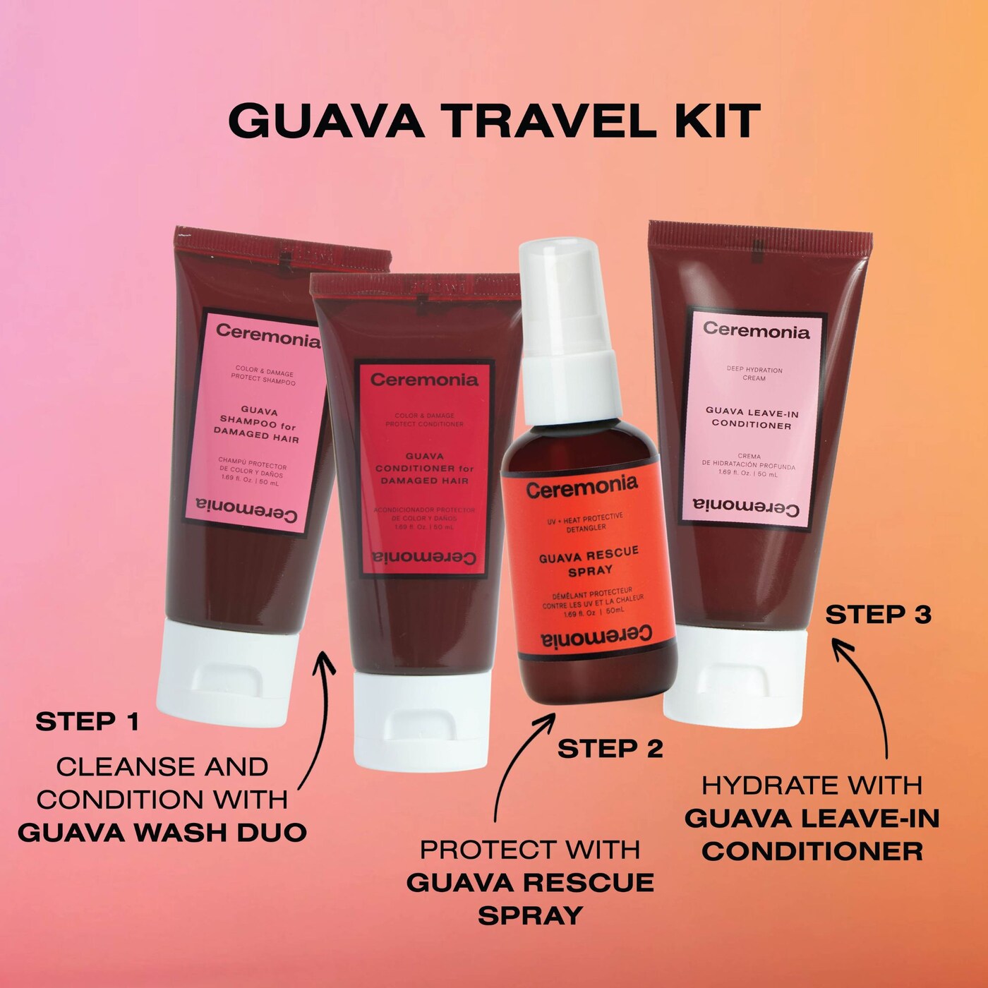 Guava Travel Kit for Dry and Damaged Hair