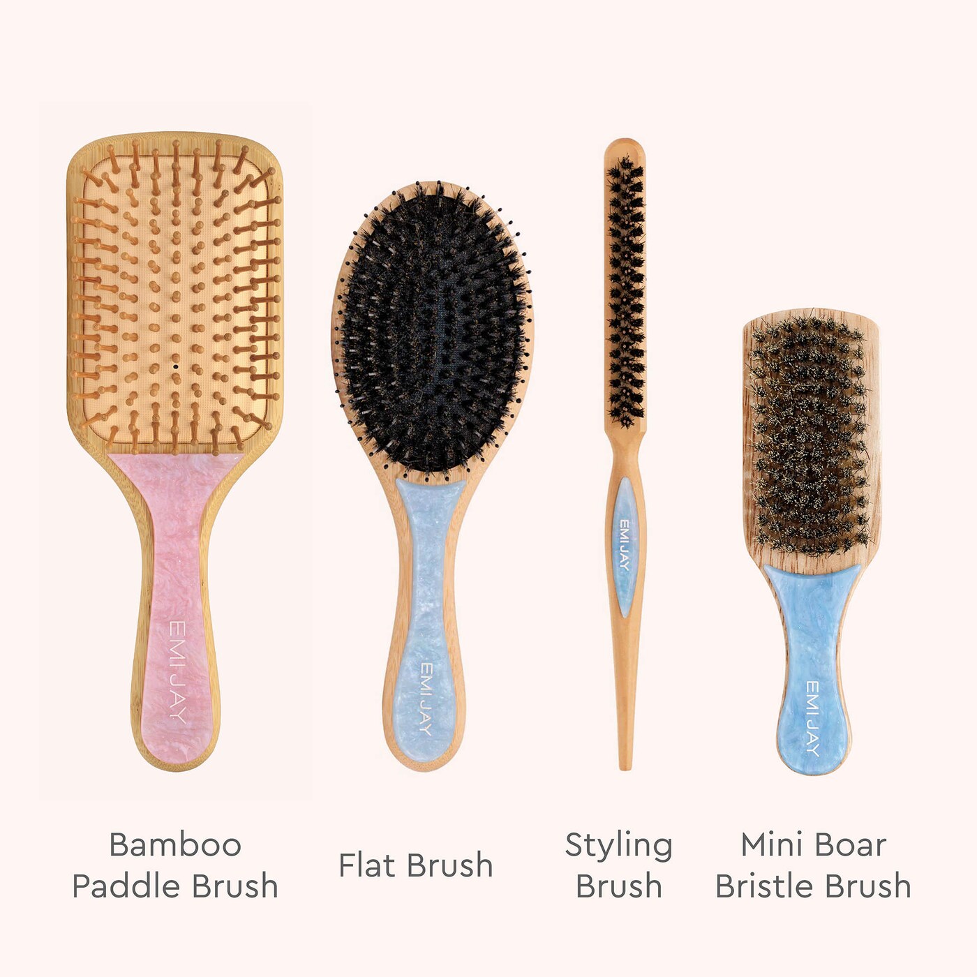 Mini Boar Bristle Hair Brush Blue Sugar