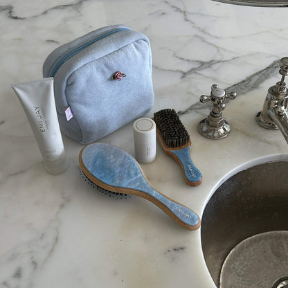 Mini Boar Bristle Hair Brush Blue Sugar