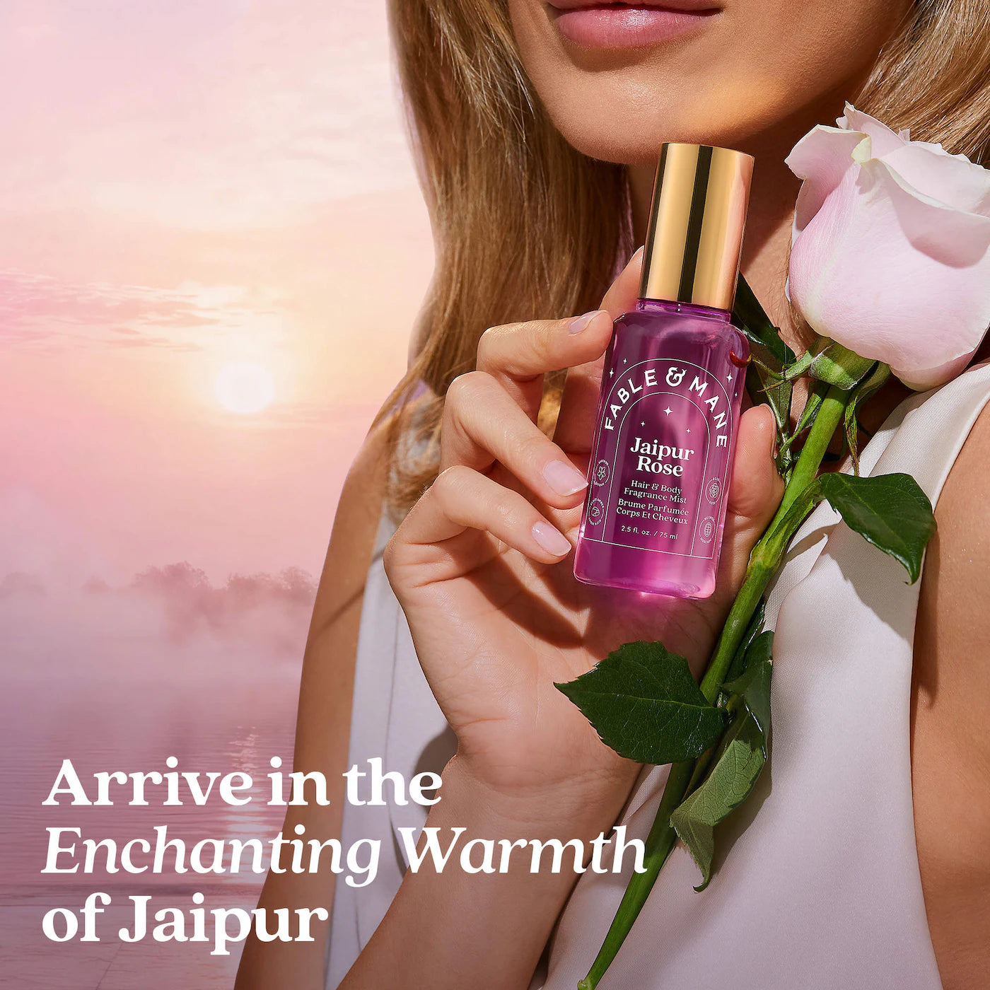Jaipur Rose Hair & Body Mist with Saffron + Black Amber