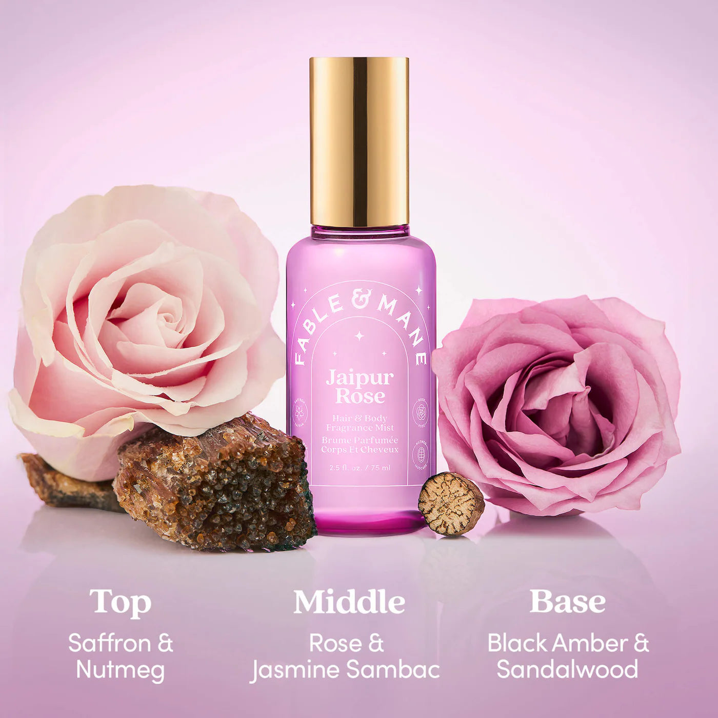 Jaipur Rose Hair & Body Mist with Saffron + Black Amber