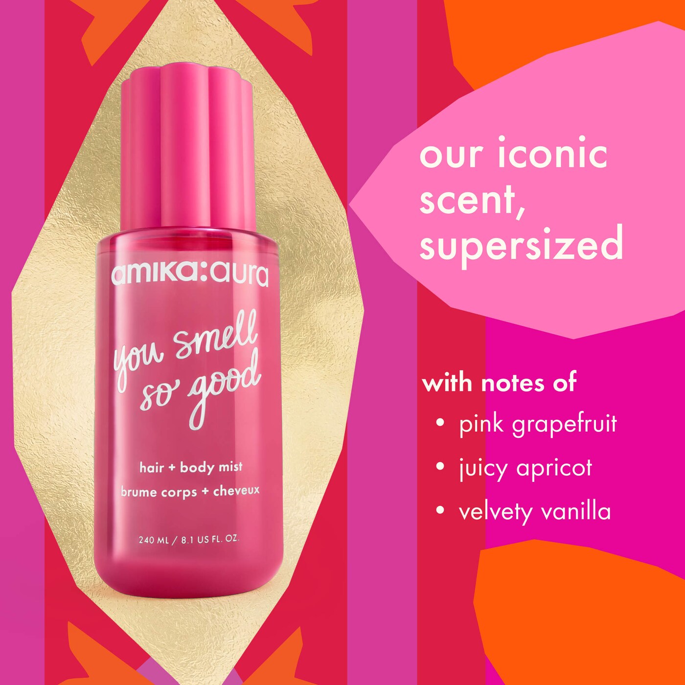 amika:aura Hair & Body Mist with Vanilla and Pink Grapefruit