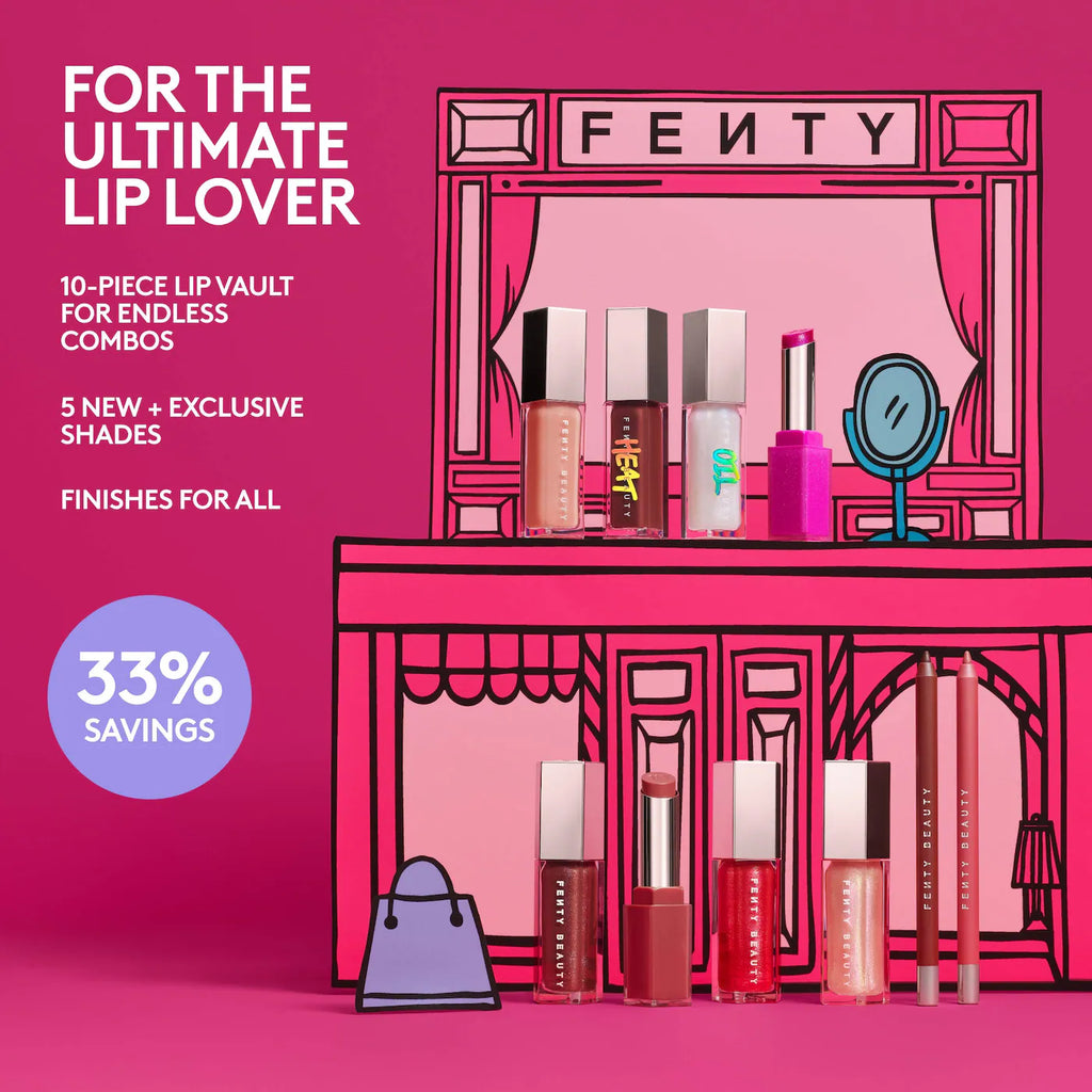 The Fenty Beauty Lip Vault 10-Piece Lip Gloss + Liner Makeup Gift Set