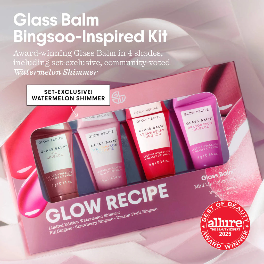 Glass Balm Mini Lip Glass Balm 4 pc. Gift Set for 12 hour Hydration & Shine