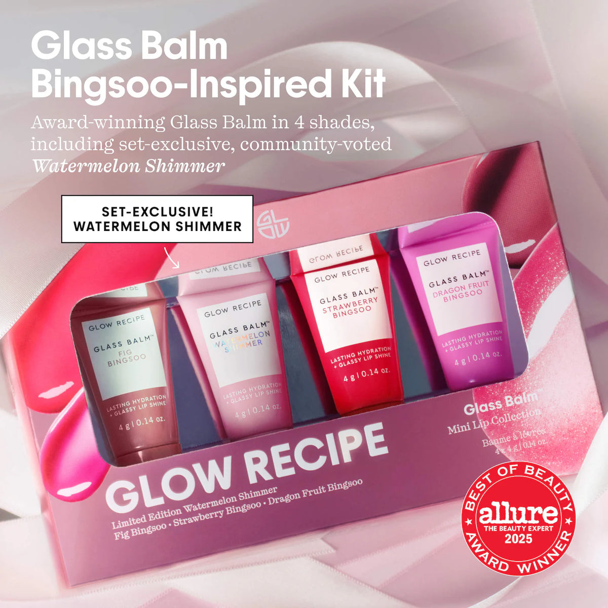 Glass Balm Mini Lip Glass Balm 4 pc. Gift Set for 12 hour Hydration & Shine