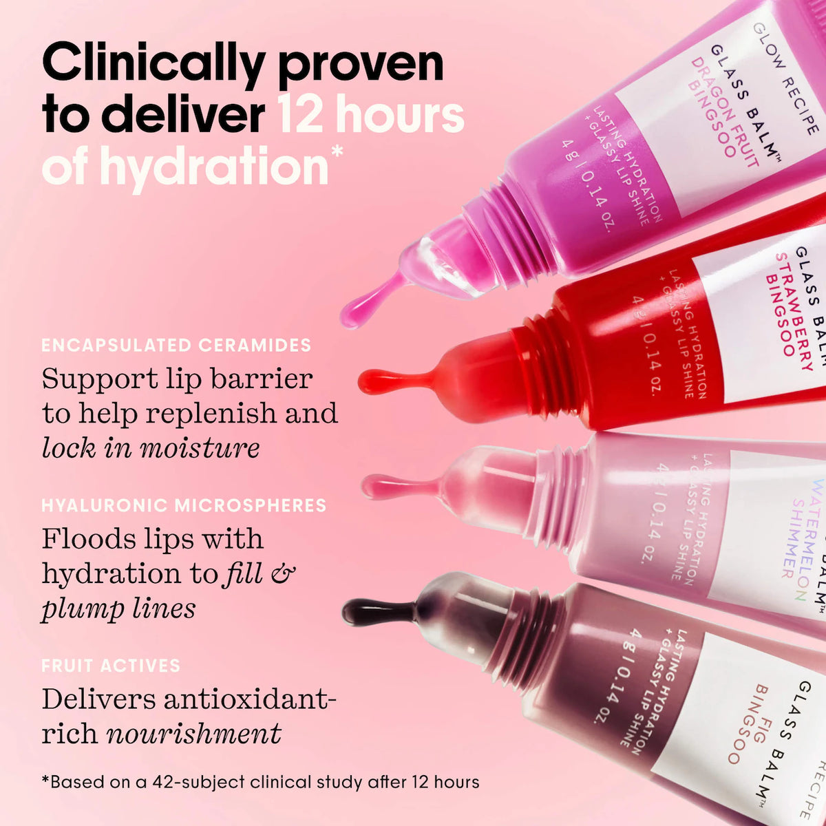 Glass Balm Mini Lip Glass Balm 4 pc. Gift Set for 12 hour Hydration & Shine