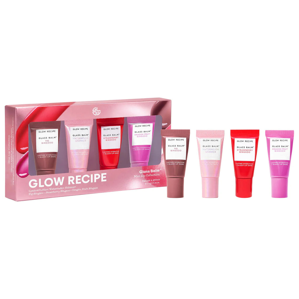 Glass Balm Mini Lip Glass Balm 4 pc. Gift Set for 12 hour Hydration & Shine