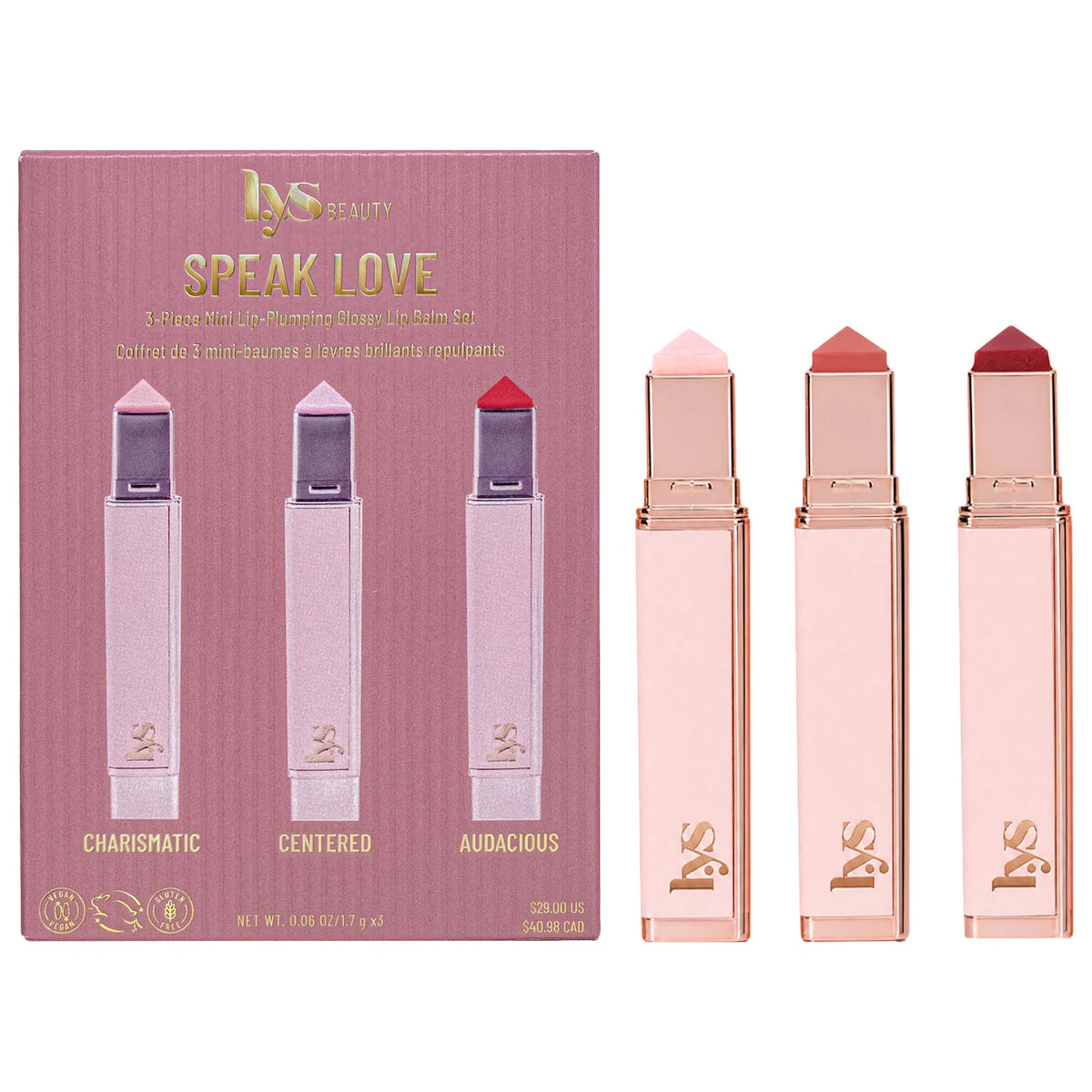 Mini Speak Love 3-piece Lip-Plumping Glossy Lip Balm Set