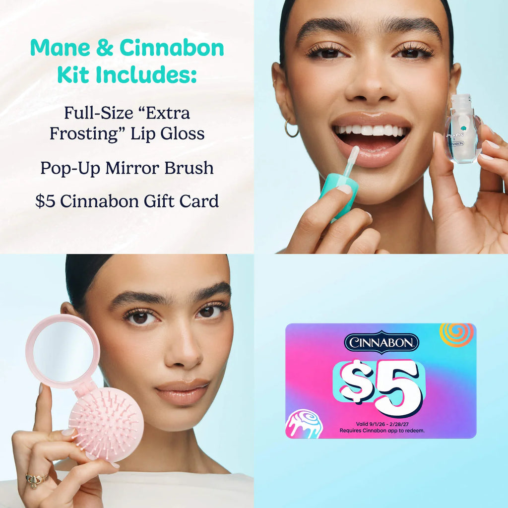 Mane x Cinnabon Lip Gloss and Hair Brush Set