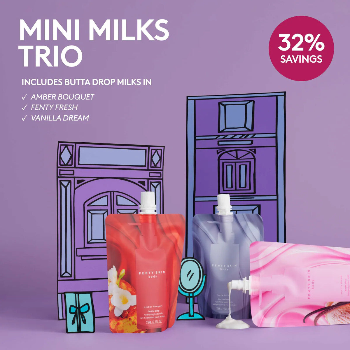 Mini Milks Hydrating Body Milk Travel Pouch Trio